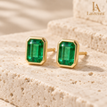 Lavrenni™ Emerald-Cut Green Stud Earrings