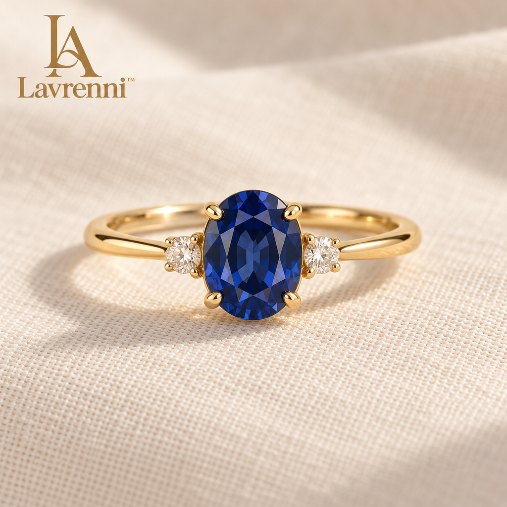 Lavrenni™ Blue Oval Three-Stone Ring