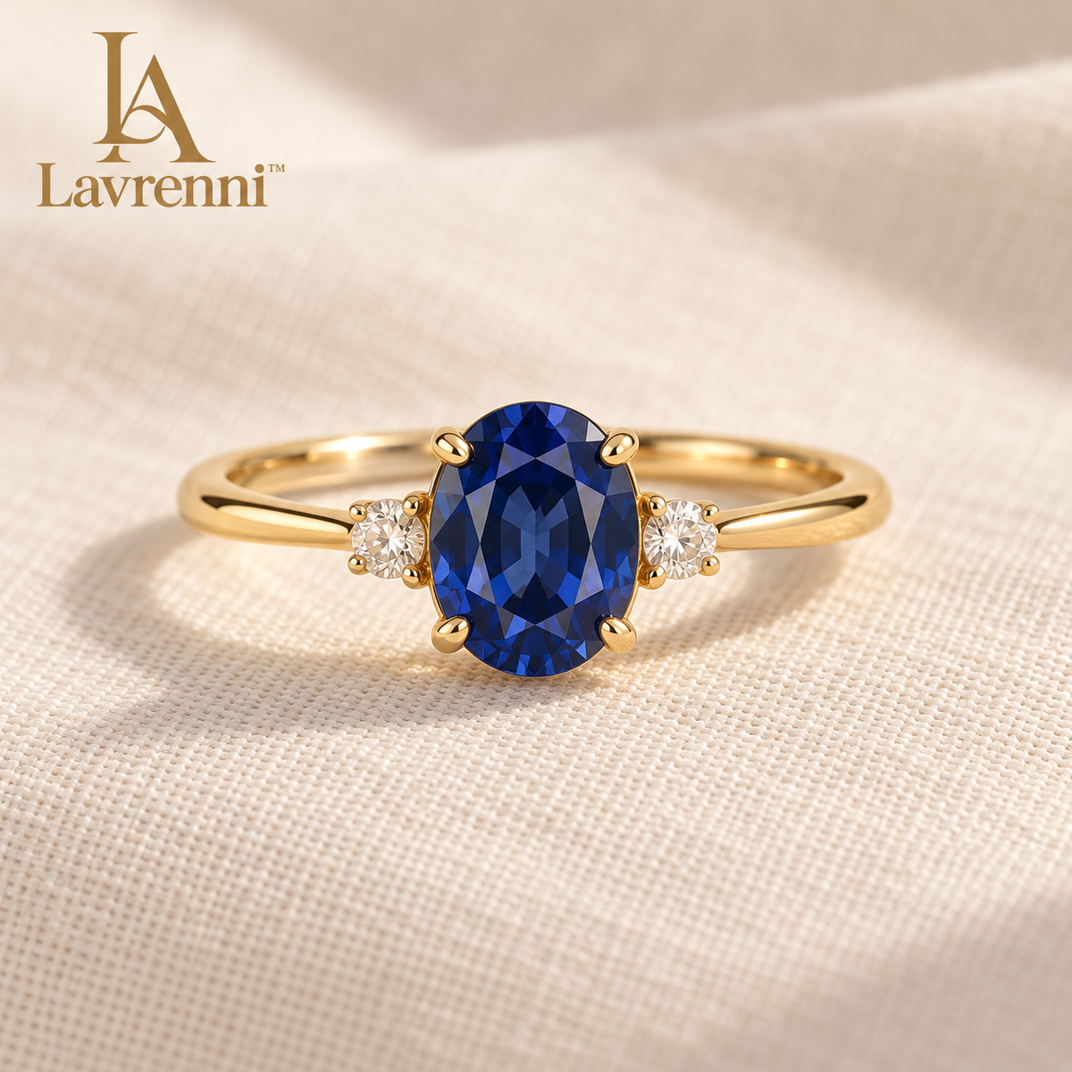 Lavrenni™ Blue Oval Three-Stone Ring