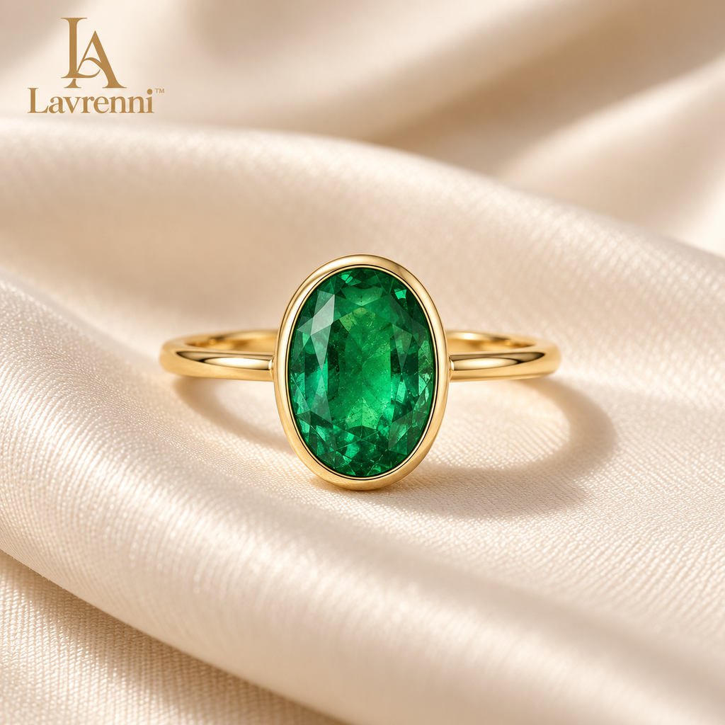 Lavrenni™ Oval Green Bezel Ring