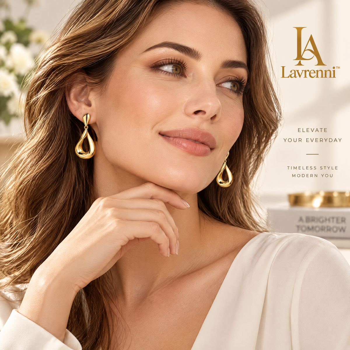 Lavrenni™ Sculpted Gold-Tone Drop Earrings