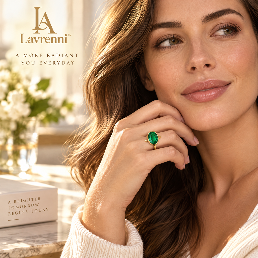 Lavrenni™ Oval Green Bezel Ring
