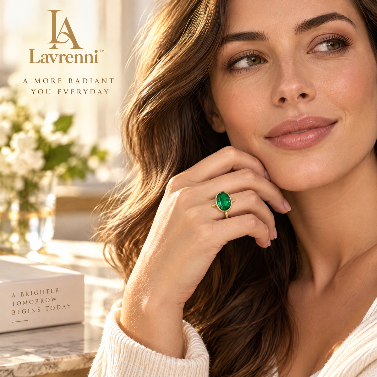 Lavrenni™ Oval Green Bezel Ring
