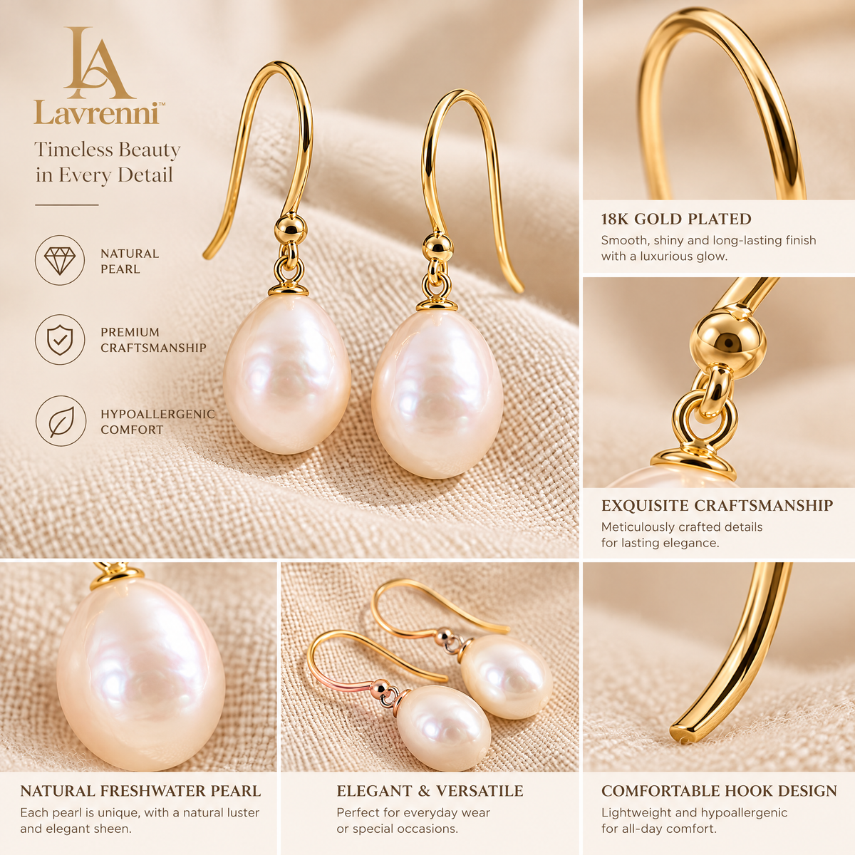 Lavrenni™ Pearl Drop Earrings