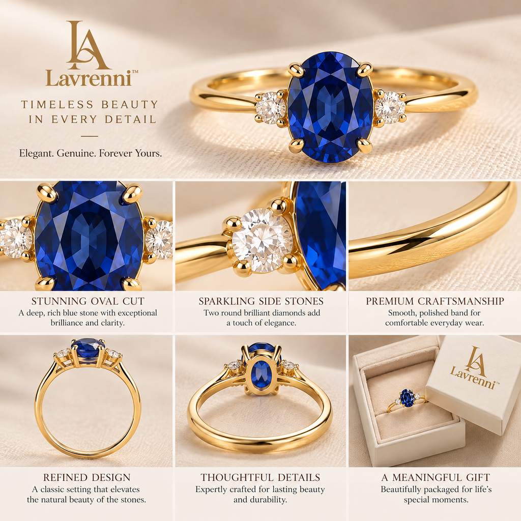 Lavrenni™ Blue Oval Three-Stone Ring