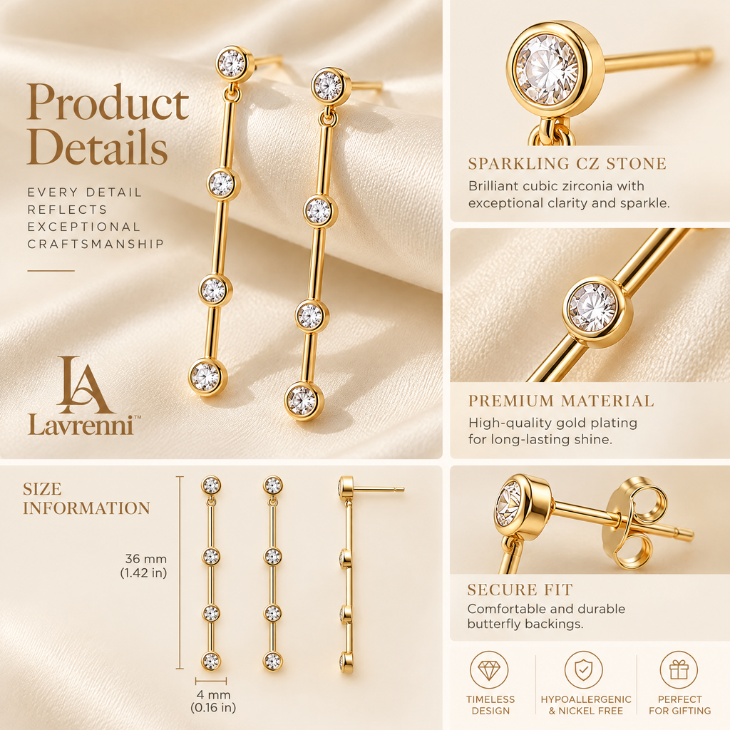 Lavrenni™ Linear Stone Drop Earrings