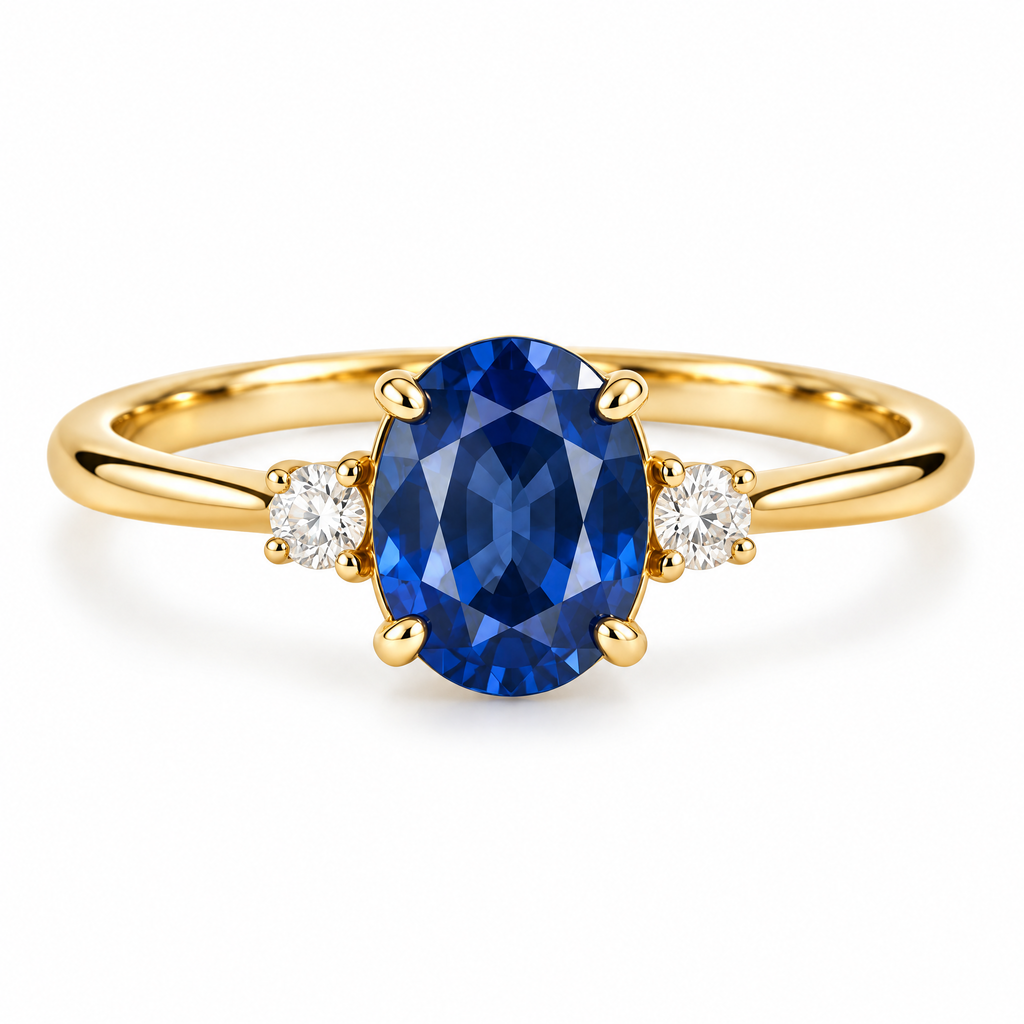 Lavrenni™ Blue Oval Three-Stone Ring