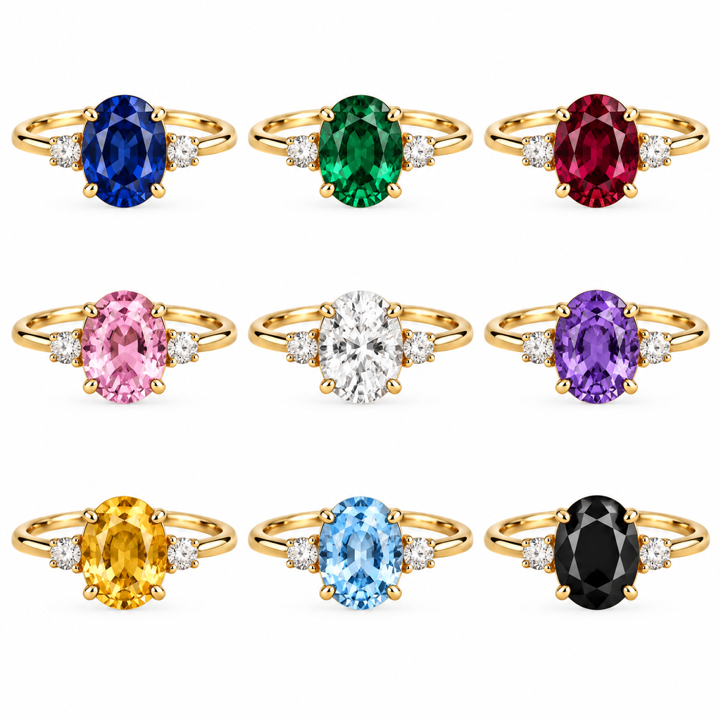Lavrenni™ Blue Oval Three-Stone Ring