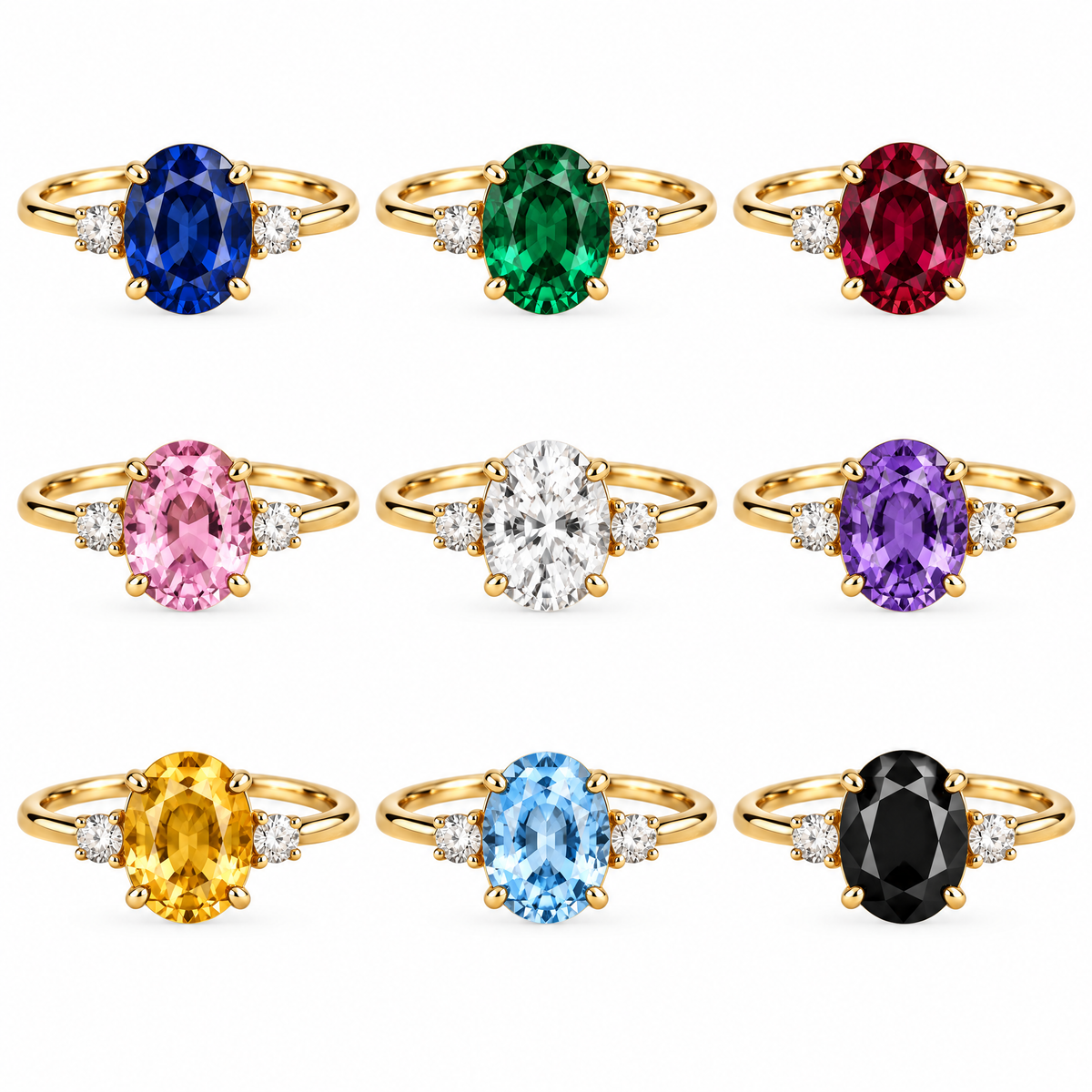 Lavrenni™ Blue Oval Three-Stone Ring